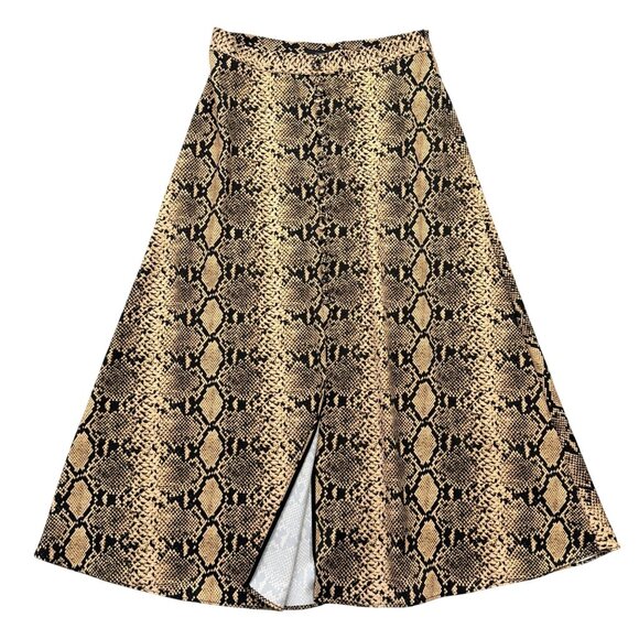 Zara Snake Print Midi Skirt A-Line Grunge Y2K Glamcore Modern Boho Edgy Size M - Picture 4 of 13